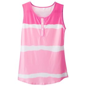Women Tie-dye Sleeveless Tank Tops Summer Loose T Shirts Tops Button Down Shirts Vest Blouse Plus Size (Option: PlusShirt2XLPink)