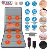 Full Body Electric Massage Mat with Heat Vibration Massage Pad Cushion Back Massage Mattress Chair Pad with Inflatable Head Pillow Lumbar Pillow with