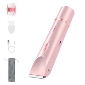 2 In 1 Bikini Trimmer for Women Dual Head Cordless Body Shaver IPX7 Waterproof Rechargeable Pubic Hair Razor Wet And Dry Use for Bikini Underarm Leg A (Option: ElectricShaverPink)