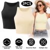 Women Sleeveless Cropped Tank Top High Neck Crop Racer Back Workout Top Machine Washable Summer S M L XL 2XL