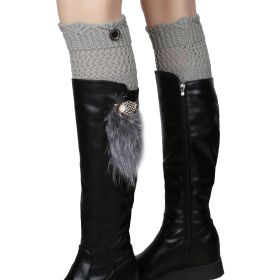 Women Winter Crochet Knit Leg Warmers (Option: GiftSockCuffsWarmerGrey)