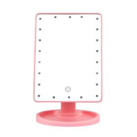 22 LED Lights Rechargeable Cosmetic Mirror 180otation Makeup Mirror Touch Control Dimmable Vanity Mirror (Option: LEDMakeupMirrorPink)