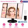 Makeup Mirror with Lights 22 LEDs Vanity with 3X/2X Magnification Touch Screen 180djustable Rotation Portable Trifold Mirror