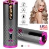 Cordless Hair Curler Automatic Curling Iron Wand PortableSB Rechargeable Ceramic Barrel Hair Curling Tool Fast Heating with 6 Temperature Set Timer