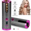 Cordless Hair Curler Automatic Curling Iron Wand PortableSB Rechargeable Ceramic Barrel Hair Curling Tool Fast Heating with 6 Temperature Set Timer