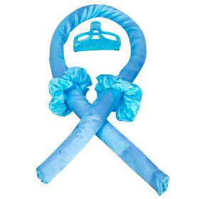 Heatless Curling Rod Headband Curling Ribbon Soft Hair Curlers Rollers Sleep Hair Styler Wave Formers with Hair Loops Clips for Long Medium Hair (Option: HairCurlerBlue)