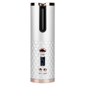 Cordless Hair Curler Automatic Curling Iron Wand PortableSB Rechargeable Ceramic Barrel Hair Curling Tool Fast Heating with 6 Temperature Set Timer (Option: HairCurlerWhite)