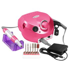 Acrylic Nail Drill Machine 25000RPM Electric Handpiece Glazing w/6 Bits Cuticle Grinder Manicure Pedicure Polishing File Kit for Nail Art (Option: NailArtDrillPinkUK)