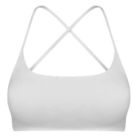 Women Cross Back Sport Bras Padded Strappyòop Open Back Low Impact Bras Sexy©tness!nk Tops with Removable Pads Thin Straps for Gym Yoga Workout (Option: BraWhiteS)