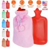 2L Hot Water Bottle w/ Plush Cover Classic Natural Rubber Hot Water Bag Feet Warmer¯r Pain Relief Hot Compress Heat Therapy Warm Neck Shoulders
