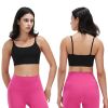 Women Strap Sport Bras Padded Strappyòop Square Neck Low Impact Bras Sexy©tness!nk Tops with Removable Pads Flat Straps for Gym Yoga Workout Run