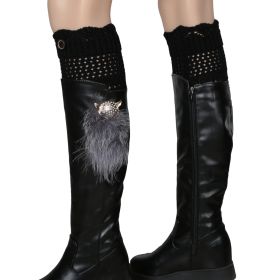 Women Winter Crochet Knit Leg Warmers (Option: GiftSockCuffsWarmerBlack)