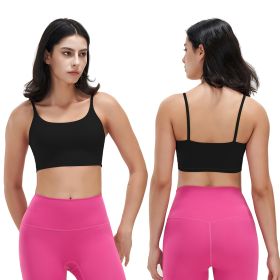 Women Strap Sport Bras Padded Strappyòop Square Neck Low Impact Bras Sexy©tness!nk Tops with Removable Pads Flat Straps for Gym Yoga Workout Run (Option: BraBlackM)