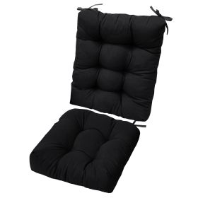 2Pcs Waterproof Rocking Chair Cushion Upper And Lower Back And Seat Sets with Non-Slip Ties Oxford Cloth Surface Polyester Filling Comfortable for Ind (Option: PadBlackPro)