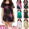 Women Summer Shirts Tops Loose Short Sleeve T Shirts Casual Floral Printed Button Shirts Blouse S-XXL