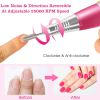 Acrylic Nail Drill Machine 25000RPM Electric Handpiece Glazing w/6 Bits Cuticle Grinder Manicure Pedicure Polishing File Kit for Nail Art