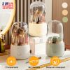 360otating Makeup Brush Holder with Lid Makeup Organizer for Vanity Dustproof Makeup Brush Container with 7 Compartments