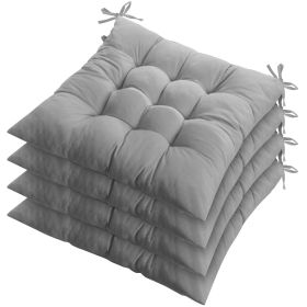 4Pcs Chair Cushion Pads Pillow 17.72x17.72x2.37in Soft Tie On Square Sitting Mats For Home Office Car Sitting Travel (Option: ChairPadProGrey)