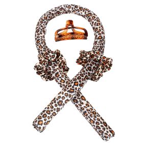 Heatless Curling Rod Headband Curling Ribbon Soft Hair Curlers Rollers Sleep Hair Styler Wave Formers with Hair Loops Clips for Long Medium Hair (Option: HairCurlerLeopard)