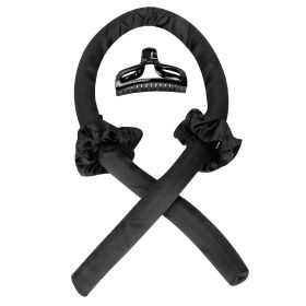 Heatless Curling Rod Headband Curling Ribbon Soft Hair Curlers Rollers Sleep Hair Styler Wave Formers with Hair Loops Clips for Long Medium Hair (Option: HairCurlerBlack)