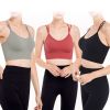 3Packs Women Cross Back Sport Bras Padded Strappyedium Support Bras Sexy©tness!nk Tops with Removable Pads for Gym Yoga Workout Running
