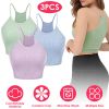 3 Pack Women Crop Basic Tank Top Ribbed Knit Sleeveless Round Neck 9 Color Machine Wash Summer Crop S to XL