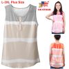 Women Tie-dye Sleeveless Tank Tops Summer Loose T Shirts Tops Button Down Shirts Vest Blouse Plus Size