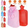 2L Hot Water Bottle w/ Plush Cover Classic Natural Rubber Hot Water Bag Feet Warmer¯r Pain Relief Hot Compress Heat Therapy Warm Neck Shoulders