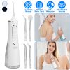 Portable Water Dental Flosser Cordless Rechargeable Dental Oral Irrigator IPX7 Waterproof Teeth Cleaner with 4 Modes 4 Nozzles 10.15oz Detachable Wate