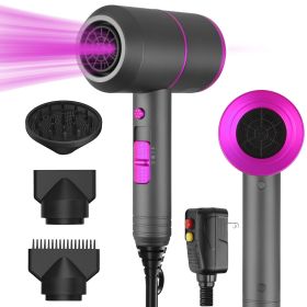 1800W Hair Dryer Portable Compact Hair Blow Dryer with Cool/Warm/Hot Wind with Diffuser Concentrator/Comb Nozzle ALCI Plug Overheat Protection for Wom (Option: HairDryerGrey)