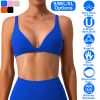 Women Deep V-Neck Sports Bras U-Shaped Back Sport Bras Padded Strappyòop Open Back Low Impact Bras Sexy©tness!nk Tops with Removable Pads for Gy