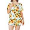 Women Summer Shirts Tops Loose Short Sleeve T Shirts Casual Floral Printed Button Shirts Blouse S-XXL