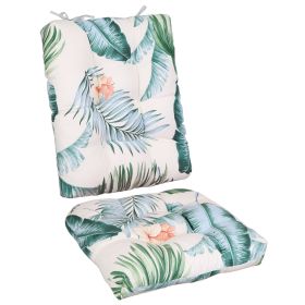 2Pcs Waterproof Rocking Chair Cushion Upper And Lower Back And Seat Sets with Non-Slip Ties Oxford Cloth Surface Polyester Filling Comfortable for Ind (Option: PadBeigeColorLeafPro)