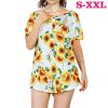 Women Summer Shirts Tops Loose Short Sleeve T Shirts Casual Floral Printed Button Shirts Blouse S-XXL