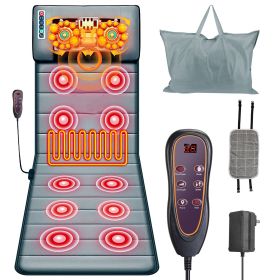 Full Body Electric Massage Mat with Heat Vibration Massage Pad Cushion Back Massage Mattress Chair Pad with Neck Massage Pillow with 10 Vibration Moto (Option: MassageMatUpgrade)