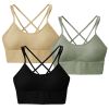3Packs Women Cross Back Sport Bras Padded Strappyedium Support Bras Sexy©tness!nk Tops with Removable Pads for Gym Yoga Workout Running