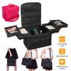 4 Layer Foldable Tray Makeup Cosmetic Train Case Portable Multilayer Makeup Organizer Suitcase Carrier Handbag Toiletry Box Bag With Adjustable Should