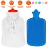 2L Hot Water Bottle w/ Plush Cover Classic Natural Rubber Hot Water Bag Feet Warmer¯r Pain Relief Hot Compress Heat Therapy Warm Neck Shoulders