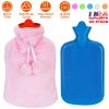 2L Hot Water Bottle w/ Plush Cover Classic Natural Rubber Hot Water Bag Feet Warmer¯r Pain Relief Hot Compress Heat Therapy Warm Neck Shoulders