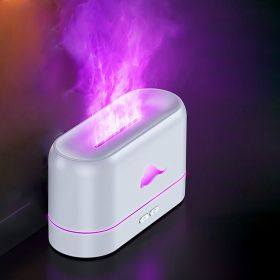 1pc Flame Air Diffuser, Humidifier, Portable Noiseless Aroma Diffuser For Home (Color: White Color, style: 3Color LED Light)
