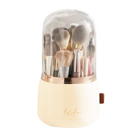 360otating Makeup Brush Holder with Lid Makeup Organizer for Vanity Dustproof Makeup Brush Container with 7 Compartments (Option: BrushHolderYellow)