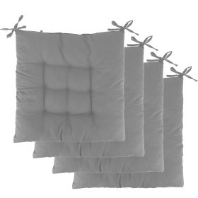 4Pcs Chair Cushion Pads Pillow 15.75x15.75x2.37in Soft Tie On Square Sitting Mats For Home Office Car Sitting Travel (Option: ChairSeatPadGrey)