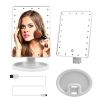 22 LED Lights Rechargeable Cosmetic Mirror 180otation Makeup Mirror Touch Control Dimmable Vanity Mirror