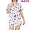 Women Summer Shirts Tops Loose Short Sleeve T Shirts Casual Floral Printed Button Shirts Blouse S-XXL
