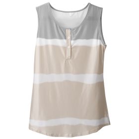 Women Tie-dye Sleeveless Tank Tops Summer Loose T Shirts Tops Button Down Shirts Vest Blouse Plus Size (Option: PlusShirtLKhaki)