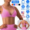 Women Deep V-Neck Sports Bras U-Shaped Back Sport Bras Padded Strappyòop Open Back Low Impact Bras Sexy©tness!nk Tops with Removable Pads for Gy