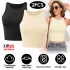 Women Sleeveless Cropped Tank Top High Neck Crop Racer Back Workout Top Machine Washable Summer S M L XL 2XL