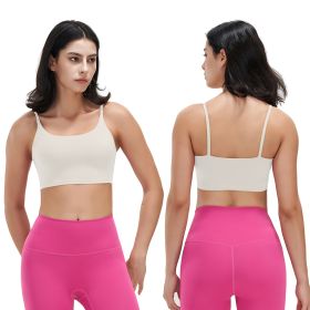 Women Strap Sport Bras Padded Strappyòop Square Neck Low Impact Bras Sexy©tness!nk Tops with Removable Pads Flat Straps for Gym Yoga Workout Run (Option: BraIvoryXL)