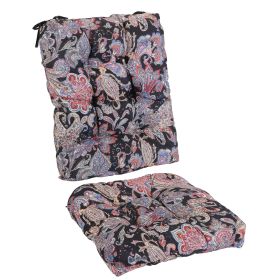 2Pcs Waterproof Rocking Chair Cushion Upper And Lower Back And Seat Sets with Non-Slip Ties Oxford Cloth Surface Polyester Filling Comfortable for Ind (Option: PadBlackPinkLeafPro)