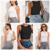 Women Sleeveless Cropped Tank Top High Neck Crop Racer Back Workout Top Machine Washable Summer S M L XL 2XL